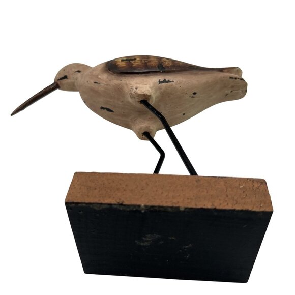 Vintage Shorebird 10"x9.5" Rustic Handcrafted Painted Wooden Sculpture Folk Art - Picture 12 of 13